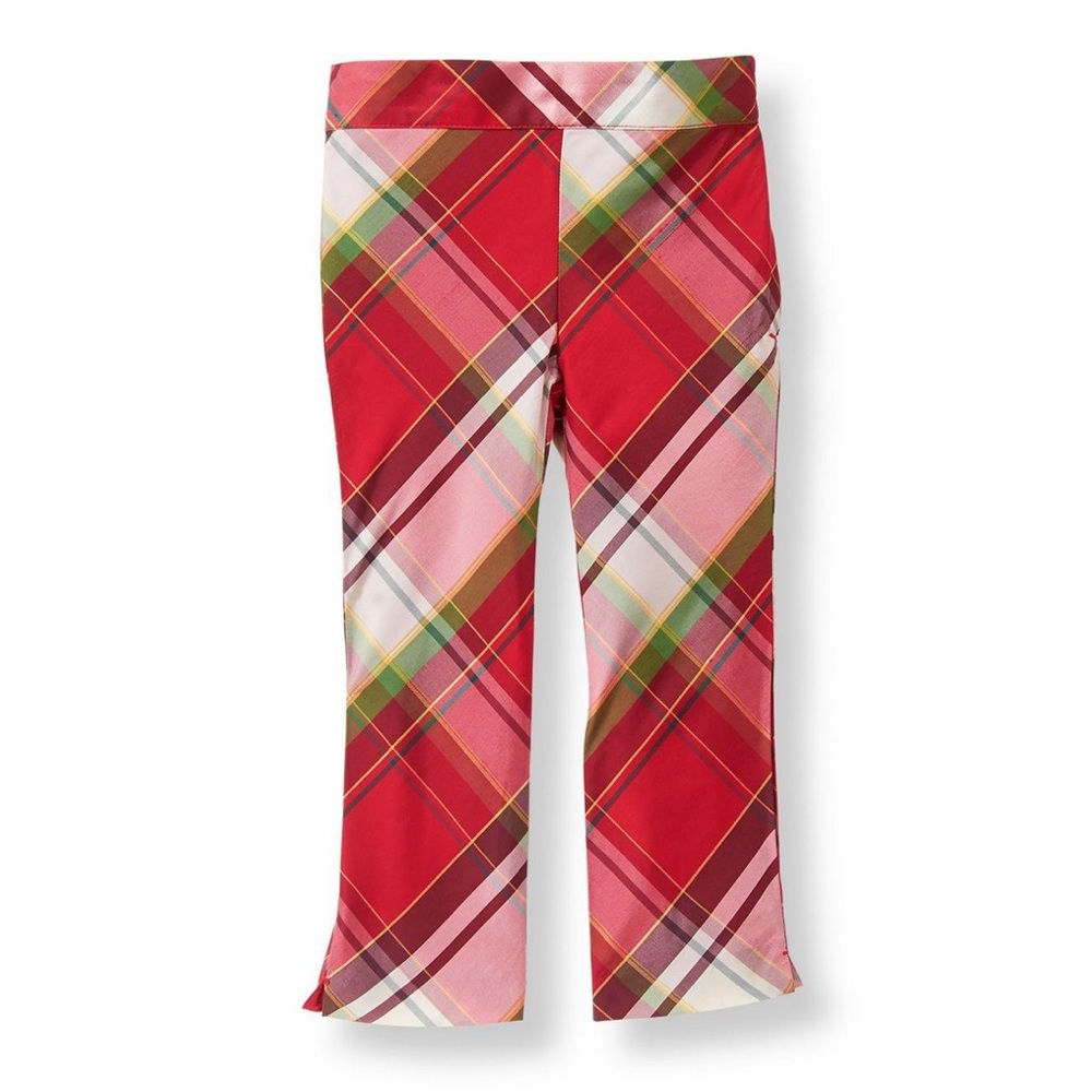 Plaid Silk Pants Red Plaid Holiday Christmas Girl NYC Luxury Prep